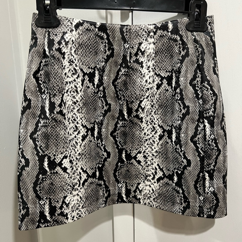 Black & White Faux Snakeskin Mini Skirt